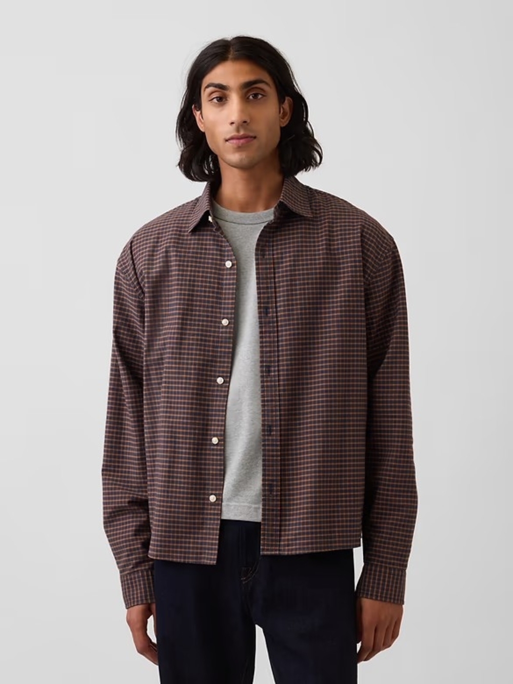 GAP Brown Checked Button-Down Shirt